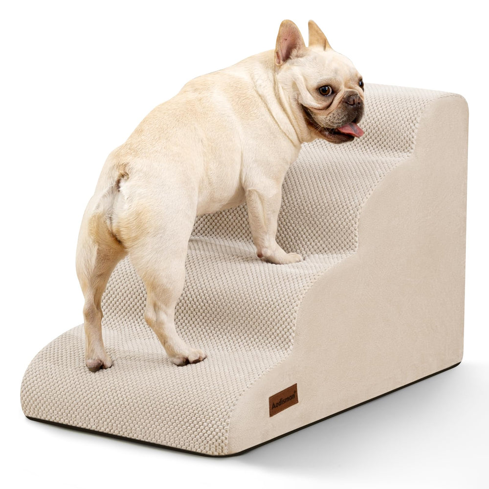 Aodisman escalones para perros de 4 pasos en beige, ideal para subir a cama o sofá con seguridad