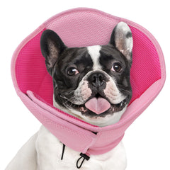 Cono suave AOFITEE para perros rosa mediano, evita lamer con comodidad.