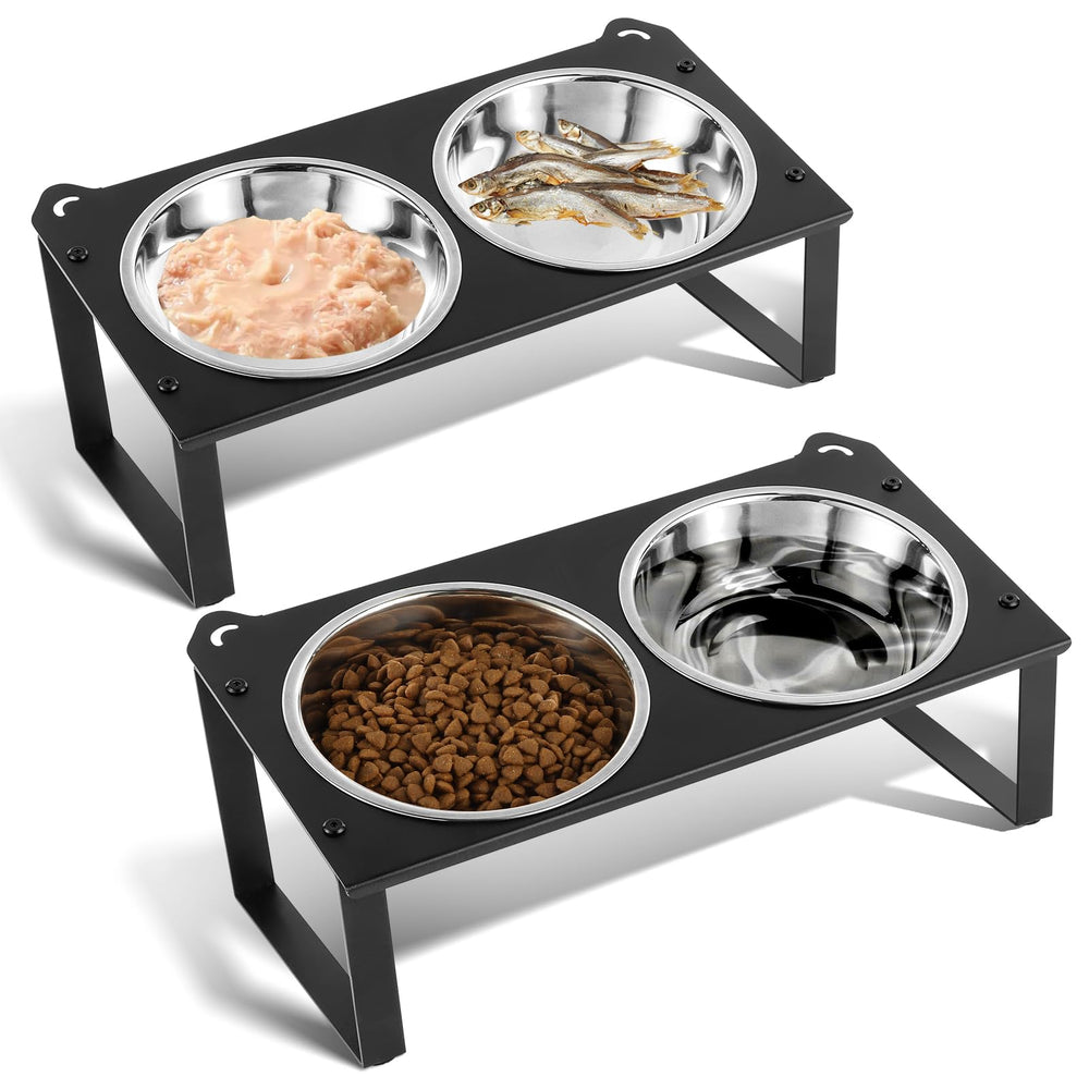 Aomafamzoy: base metálica con cuencos elevados para gatos, estable y práctico para varias mascotas.