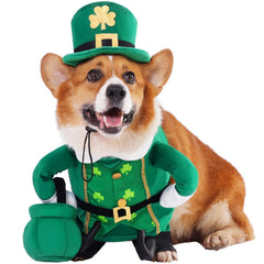 Disfraz de duende Aotiooy para perros con gorro verde, ideal para celebraciones.
