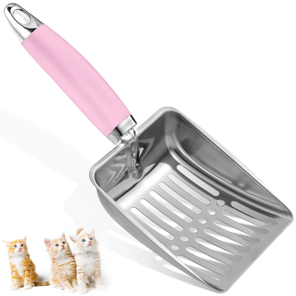 Apidgrowth cazo para arena de gatos en rosa, acero inoxidable para limpieza rápida.