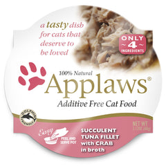 Applaws filete de atún con cangrejo en vasos, fuente natural de proteína para gatos.