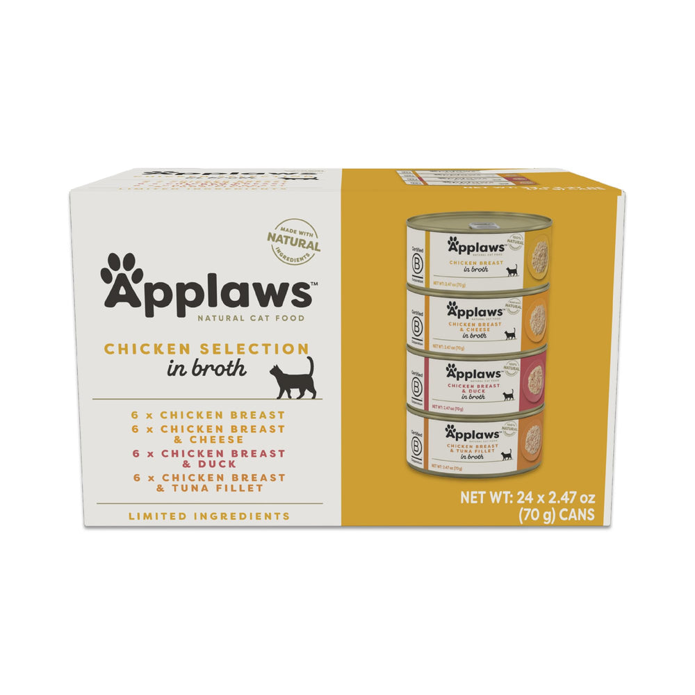 Applaws: comida húmeda en lata para gatos, selección de pollo.