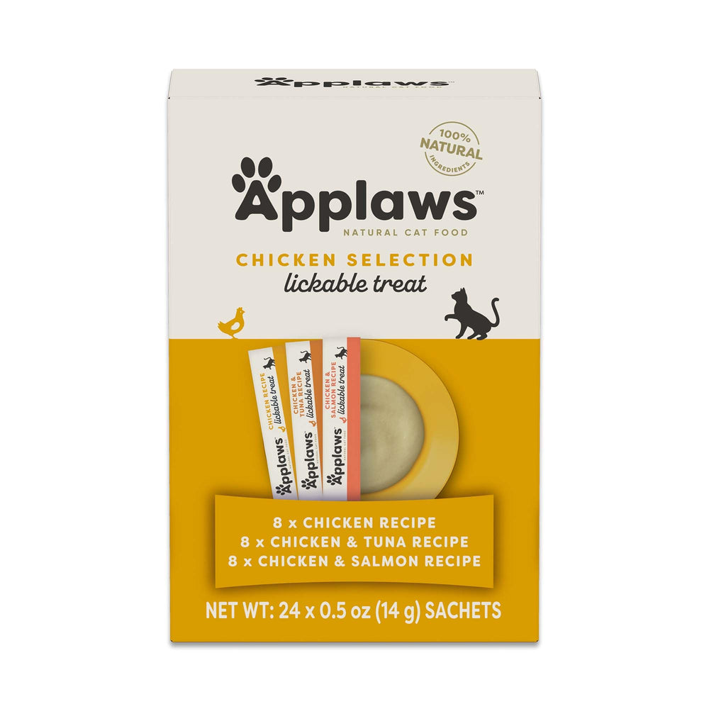 Premios Applaws para gatos con textura cremosa, recompensa sabrosa y fácil de servir.