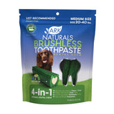 ARK NATURALS Brushless Toothpaste para perros medianos: chuches dentales en bolsa de 18 oz para reducir placa.