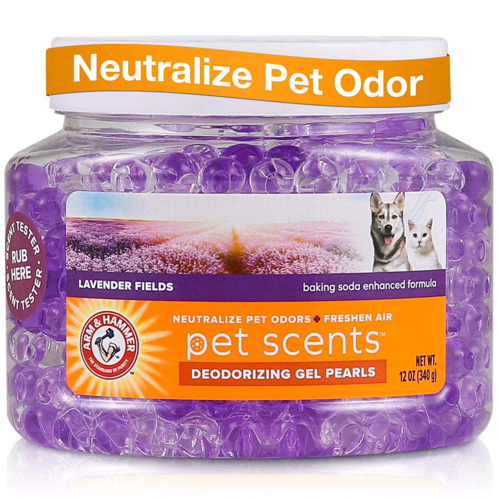 Arm & Hammer para Mascotas: bolas de gel lavanda que neutralizan olores de forma continua.