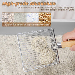 ARMLULU pala-arena-gatos-metal-resistente, superficie pulida para uso diario.