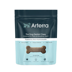 Empaque de Arterra Pet Science masticables dentales con nano-hidroxiapatita para dientes sanos
