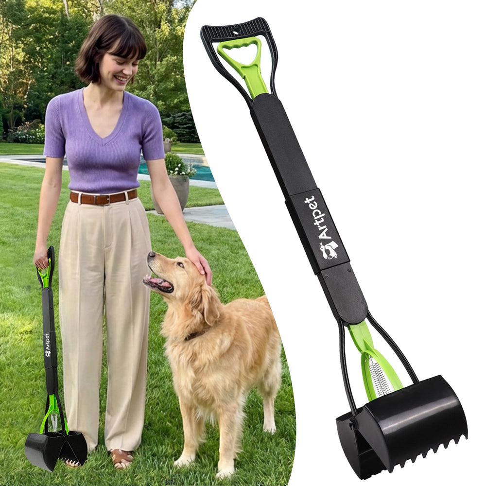 Artpet recogedor de desechos para perros con mango largo facilita recoger sin doblarse