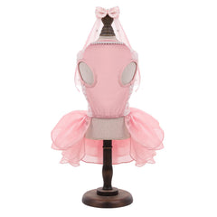 ASENKU vestido para perro con espalda de tres moños y malla, look elegante.