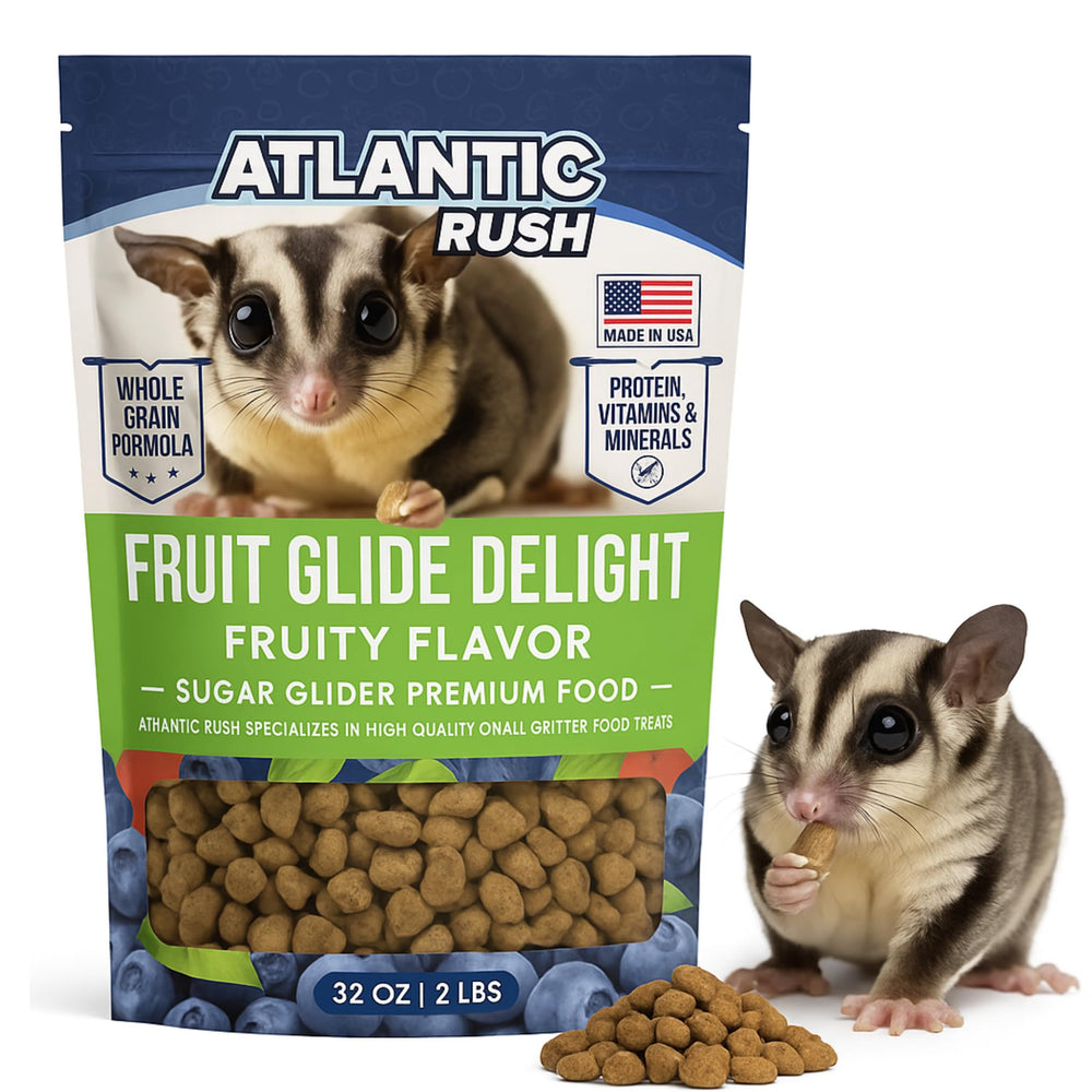 Atlantic Rush Fruit Glide Delight, bolsa 2 lb, nutrición equilibrada para marsupiales exóticos.