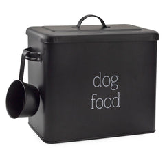 AuldHome recipiente negro para comida de perro con tapa, ideal para conservar frescura.