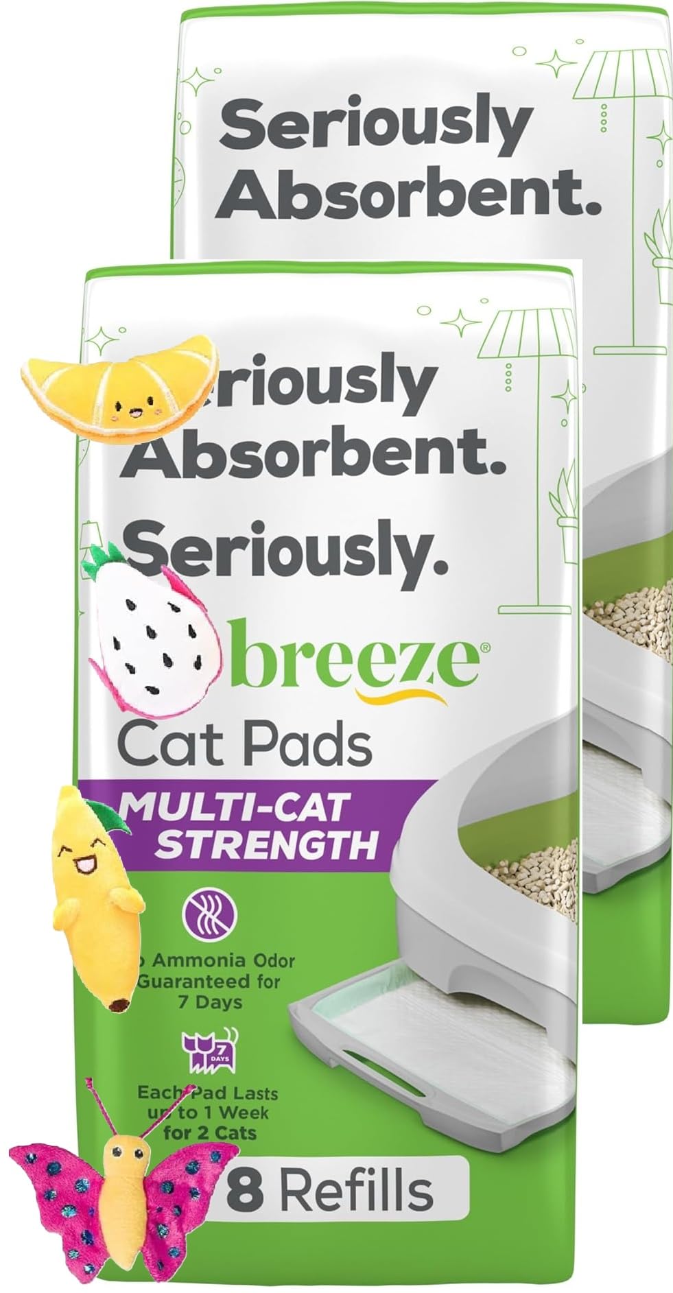 Aurora Pet Tidy Cat Breeze: recambio de almohadillas para varios gatos, alta absorción.