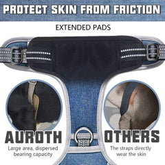 AUROTH arnés táctico para perro denim azul, sistema MOLLE para equipo adicional.