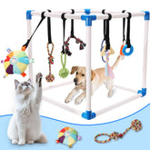 Autyomo Puppy Play Gym: ocho juguetes colgantes para estimulación mental diaria.