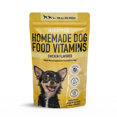 Azestfor empaquetado de suplemento para perros en polvo listo para la dieta.