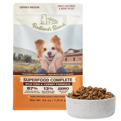 BADLANDS RANCH: bolsa de alimento con pescado y pavo para nutrición diaria.
