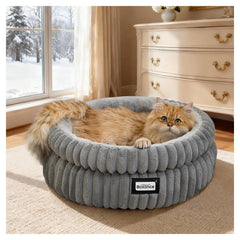 Cama BALANCE redonda de felpa para gatos, refugio suave y cómodo.
