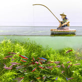 BaoZqua pescador flotante con caña realista para acuario, acción atractiva de cebo.