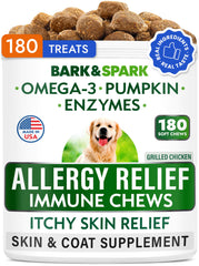 BARK&SPARK gomitas suaves para alivio de alergias en perros.