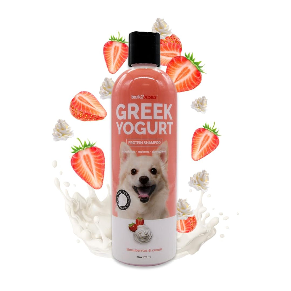 Bark2Basics shampoo para perros con yogur griego de fresa crema, limpieza suave y nutrición