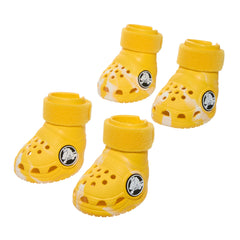 BarkBox Botas Crocs para perro amarillas, pack de 4, protección total durante paseos.