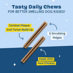 BarkBox Bright palitos dentales en acción, favorecen la masticación y la limpieza de dientes.
