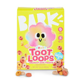 Barkbox Fruity Toot Loops: empaque listo para premiar durante el juego.