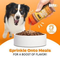 BarkBox Mezcla aplicacion facil sobre comida seca para mayor conveniencia.