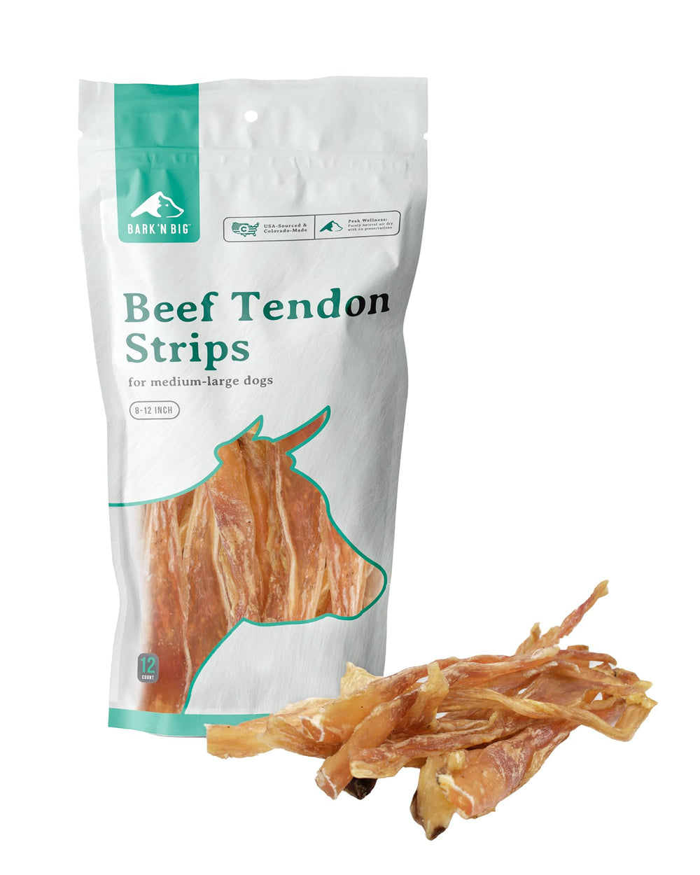 BARK'N BIG tendones de res para perro, masticación prolongada.