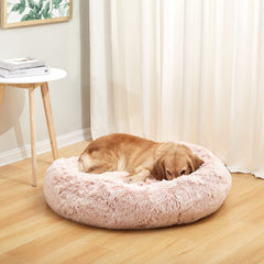Bedfolks Cama donut rosada 36, arco alto para cuello y cabeza.