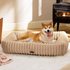 Bedsure ComfyFleece cama para perros grande con imitación de pelo suave.