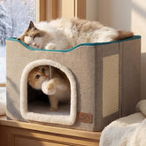 Bedsure cueva para gatos gris, vista exterior, refugio privado para siestas cómodas