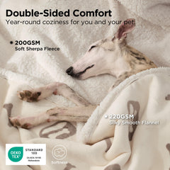 Bedsure manta doble cara sherpa para perro, ofrece dos texturas cálidas