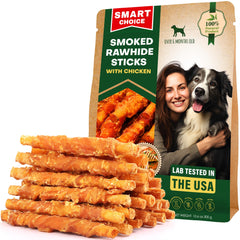 Friandises Beloved Pets bâtonnets rawhide fumés au poulet pour l'entraînement