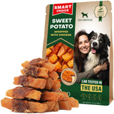 Friandise Beloved Pets patate douce enrobe poulet, récompense naturelle lors des entraînements.