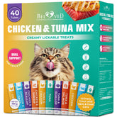 Beloved Pets, tratamiento cremoso para gatos, textura yogur para lamido suave.