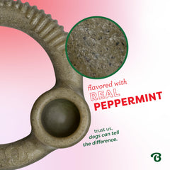 Benebone Peppermint Ring durabilidad para masticadores fuertes, ideal para juego prolongado.