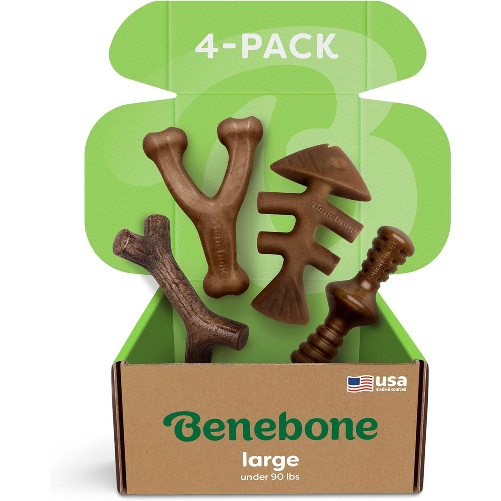 Benebone: caja de cuatro mordedores duraderos para rotación y reducción del aburrimiento.