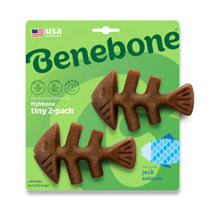 Benebone Tiny 2-Pack, hueso de pescado duradero para masticar por más tiempo.