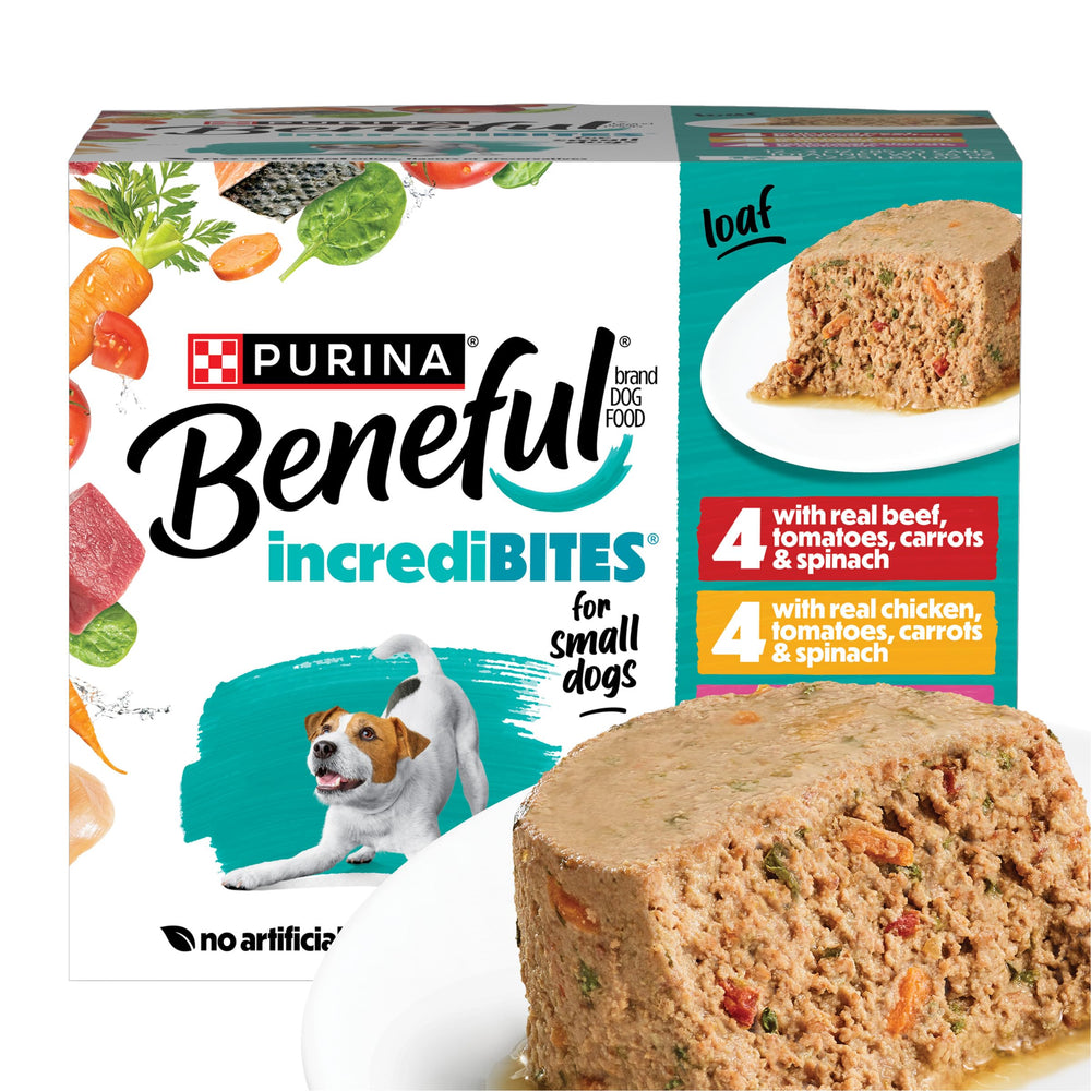 Beneful pate pollo, lata 3 oz, ideal para comidas diarias de perros pequeños.