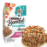 Beneful para pequeñas razas con salmón real, trozos visibles en la lata.
