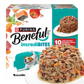 Beneful para razas pequeñas con carne real en lata 3 onzas, res, pollo y salmón.