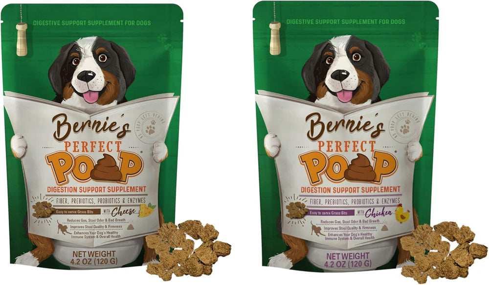 Bernies bolsa queso digestiva con fibra natural para apoyar la digestión canina.