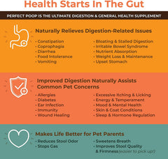 Frascos de prebióticos y probióticos en Bernie's Perfect Poop para equilibrio digestivo