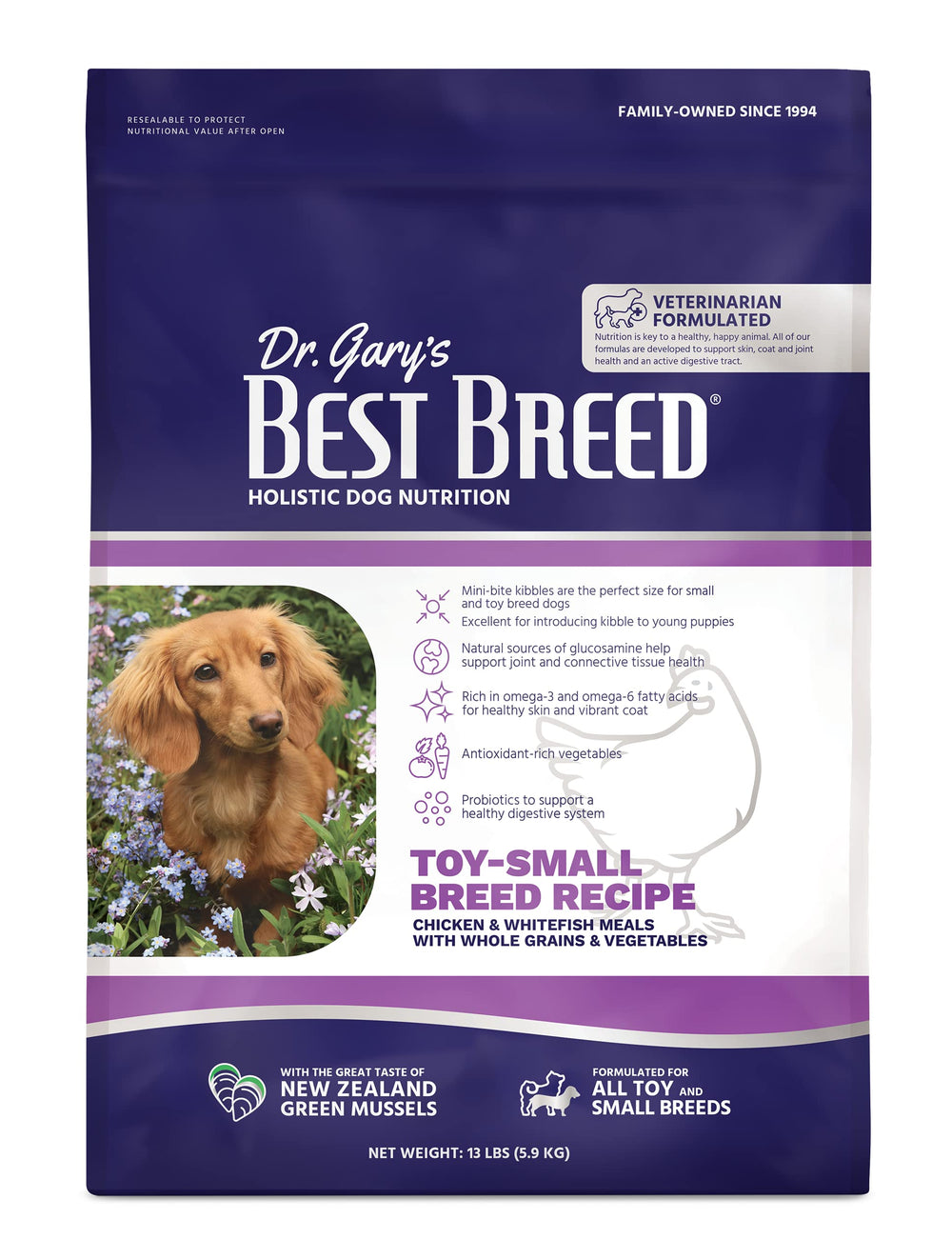 Best Breed Dr. Gary's croqueta mini para razas pequeñas, masticación fácil.