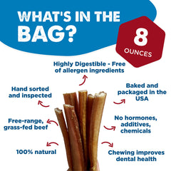 Best Bully Sticks Junior 2-4 Inch for Dogs - 8 oz (Single Pack) - Natural, Grain-Free and Rawhide-Free, for Small Breeds