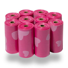 Bolsas Best Pet Supplies para perro, rosa con corazón, ideal para recoger heces durante paseos.