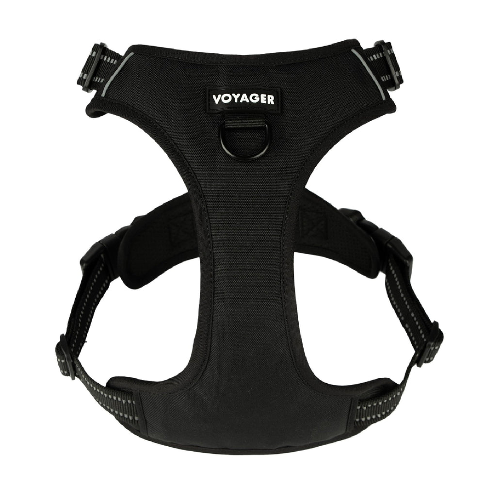 Best Pet Supplies Voyager arnés con correa doble, vista frontal, ideal para caminatas sin tirones