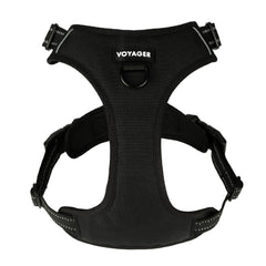 Best Pet Supplies Voyager arnés con correa doble, vista frontal, ideal para caminatas sin tirones